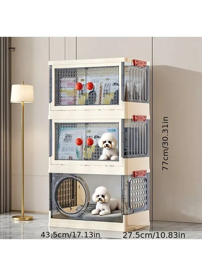 2 Layer Heavy Duty Foldable Pet Cage Cat Dog House With Storage Cabinet Ladder - Image 1